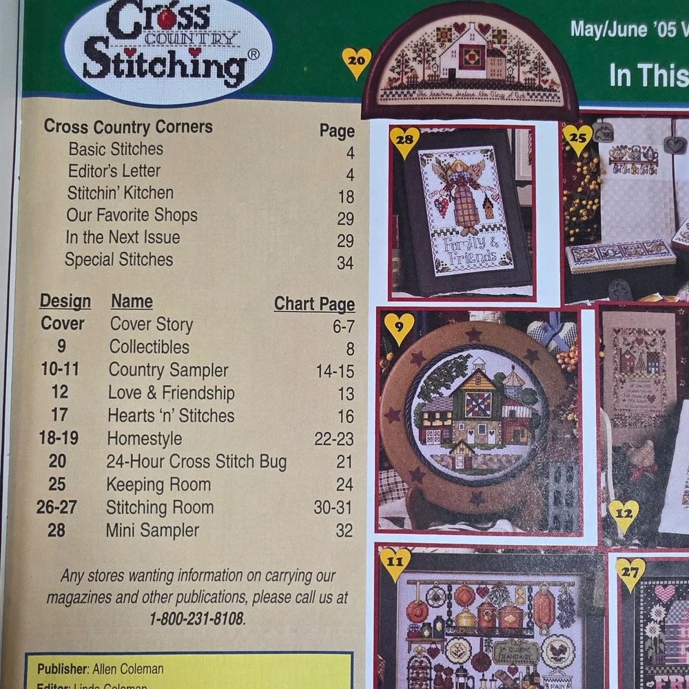 Cross Country Stitching June 2005 Cross Stitch Patterns Primitive Folk Art OOP